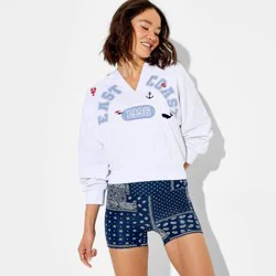 Women's High-Rise ButterBliss Bike Shorts - Wild Fable™ Navy Blue Paisley M