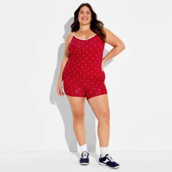 Women's High-Rise ButterBliss Bike Shorts - Wild Fable™ Red Anchors XXL