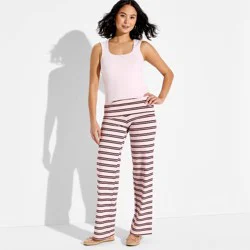 Women's Soft Cotton Low-Rise Straight Leg Pull-On Pants - Wild Fable™ Pink Striped XL