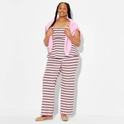 Women's Soft Cotton Low-Rise Straight Leg Pull-On Pants - Wild Fable™ Pink Striped XXL