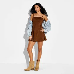 Women's Mini Suede Skater Dress - Wild Fable™ Brown L