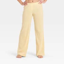 Women's Knit Wide Leg Pajama Pants - Wild Fable™ Yellow XL