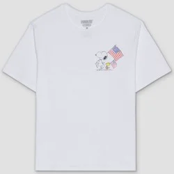 Men's Peanuts Snoopy Short Sleeve Flag Graphic T-Shirt - White M