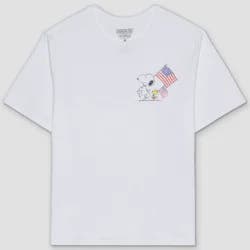 Men's Peanuts Snoopy Short Sleeve Flag Graphic T-Shirt - White M