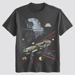 Men's Star Wars Death Star Millenium Falcon Short Sleeve Graphic T-Shirt - Black XXL