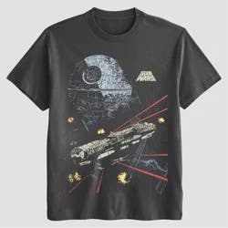 Men's Star Wars Death Star Millenium Falcon Short Sleeve Graphic T-Shirt - Black XXL