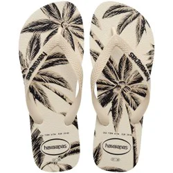 Havaianas Women's Logo Flip Sandals - Beige/Black Print 6