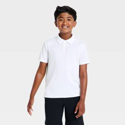 Boys' Short Sleeve Performance Uniform Polo Shirt - All in Motion™ True White M