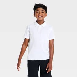 Boys' Short Sleeve Performance Uniform Polo Shirt - All in Motion™ True White M