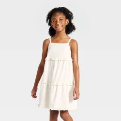 Girls' Ruffle Trapeze Dress - Cat & Jack™ Cream M
