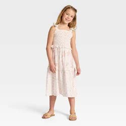 Girls' Smocked Midi Floral Sundress - Cat & Jack™ Cream XS