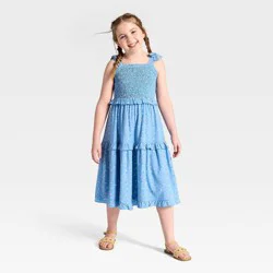 Girls' Smocked Midi Floral Sundress - Cat & Jack™ Blue XL