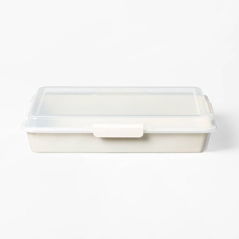 slide 1 of 5, 9"x13" Nonstick Aluminized Steel Cake Pan Set with Lid Cream - Figmint™, 9 in x 13 in