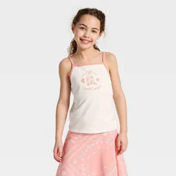 Girls' Cowgirl Graphic Tank Top - Cat & Jack™ Cream/Coral L