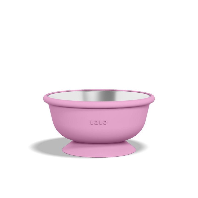 slide 1 of 6, Lalo 12oz Stainless Steel Suction Baby Bowl - Bubble Gum, 12 oz