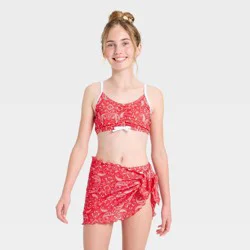 Girls' Wild West Whirl Bikini Sarong Set - art class™ Red M