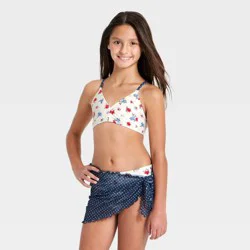 Girls' American Rose Bikini Sarong Set - art class™ Off White S