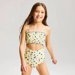 Girls' Strawberry Garden One Piece Swimsuit - Cat & Jack™ Yellow L