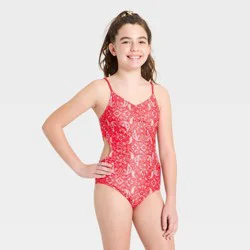 Girls' Paisley One Piece Swimsuit - art class™ Red M