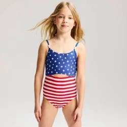 Girls' American Flag One Piece Swimsuit - Cat & Jack™ L