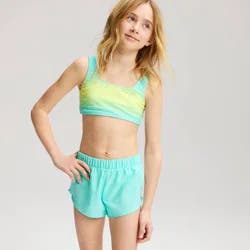 Girls' Bright Skies Bikini and Swim Shorts Set - Cat & Jack™ Aqua Blue L