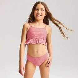 Girls' Striped Ruffle Tankini Set - Cat & Jack™ Red M