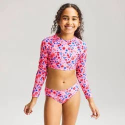 Girls' Very Cherry Long Sleeve Rash Guard Bikini Set - Cat & Jack™ Pink M
