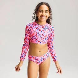 Girls' Very Cherry Long Sleeve Rash Guard Bikini Set - Cat & Jack™ Pink L