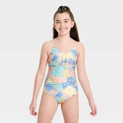 Girls' Ditsy Printed One Piece Swimsuit - art class™ L