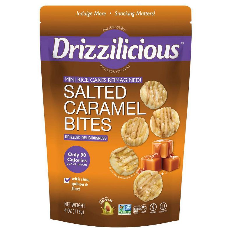 slide 1 of 6, Drizzilicious Salted Caramel Drizzled Mini Rice Cake - 4oz, 4 oz
