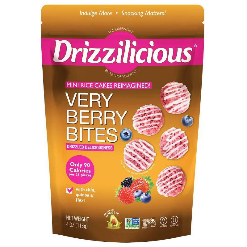 slide 1 of 6, Drizzilicious Very Berry Drizzled Mini Rice Cakes - 4oz, 4 oz