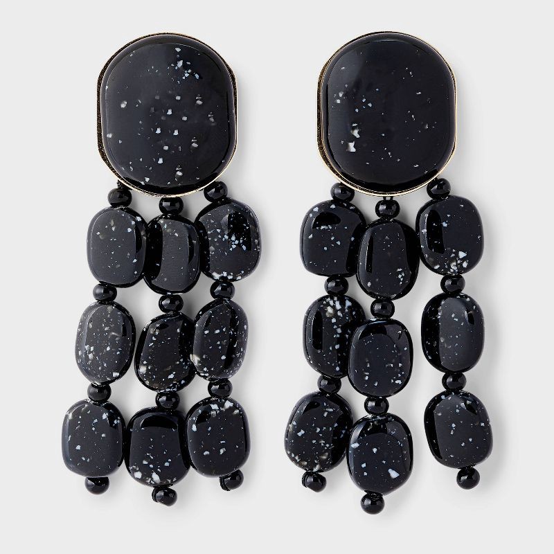 slide 1 of 3, Linear Statement Bead Earrings - A New Day™ Black, 1 ct