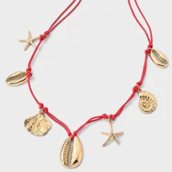 Coastal Charm Statement Necklace - Universal Thread™ Red