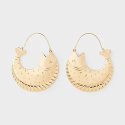Sculpted Fish Hoop Earring - Universal Thread™ Gold