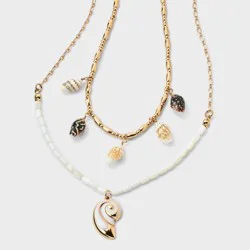 Cord and Chain Necklace 2pc Set with Seashells - Universal Thread™ Gold