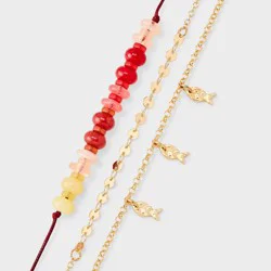 Mixed Quartz Beaded Anklet 3ct Set - Universal Thread™ Multicolor