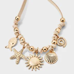 Suede Sealife Charm Necklace - Universal Thread™ Gold