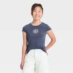 Girls' Embroidery Short Sleeve Baby T-Shirt 4th Of July Sunshine Graphic Baby T-Shirt - art class™ Dark Blue XL