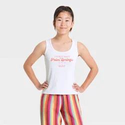 Girls' "Palm Springs" Graphic Ribbed Tank Top - art class™ White XL