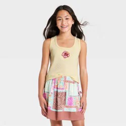 Girls' Flower Beaded Ribbed Tank Top - art class™ Cream XL