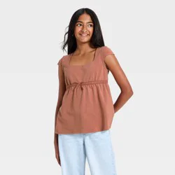 Girls' Cap Sleeve Babydoll Top - art class™ Brown S
