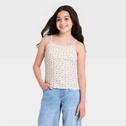 Girls' Pointelle Floral Tank Top - art class™ Off-White M