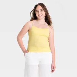 Girls' Pointelle Floral Tank Top - art class™ Yellow XL