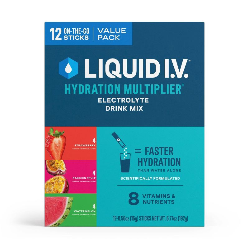 slide 1 of 10, Liquid I.V. Hydration Multiplier Powder Electrolyte Drink Mix Variety Pack - 0.56oz/12ct, 0.56 oz, 12 ct