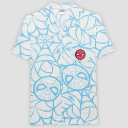 Men's Marvel Spider-Man AOP Button-Up Shirt - White XS