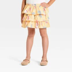 Sanrio Girls' Hello Kitty Floral Printed Poplin Skort - Yellow XL