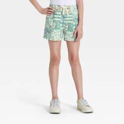 Sanrio Girls' Hello Kitty and Friends Patchwork Fleece Shorts - Light Green L