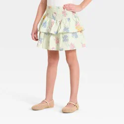 Sanrio Girls' Hello Kitty and Pompompurin Smocked Poplin Skort - Light Green L