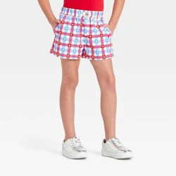 L.O.L. Vintage Girls' Americana Star Gingham Boxer Shorts with Lace Trim - XL