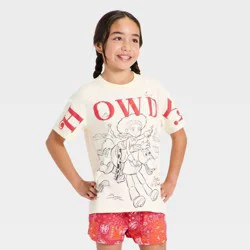 Girls' Disney Toy Story Jessie "Howdy" Oversized Short Sleeve Graphic T-Shirt - Ivory L